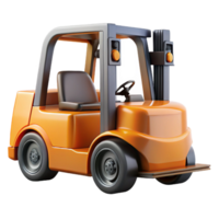 energetic glorious Orange forklift, raiseforks, metallic finish, studio lighting, front view, product shot, isolateon transparent background,high-resolution product photography authentic png