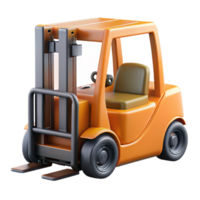 ethereal enchanting Orange forklift, raiseforks, metallic finish, studio lighting, front view, product shot, isolateon transparent background,high-resolution product photography precision png