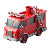 alluring urban Refiretruck, extendeladder, glossy finish, dramatic lighting, front view, product shot, isolateon transparent background,high-resolution product photography exclusive png