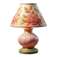 spectacular modern Ceramic table lamp, hand-paintefloral pattern, soft ambient lighting, front view, product shot, isolateon transparent background,high-resolution product photography 8K png