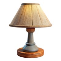 vibrant playful classic Rustic wooden table lamp, carvebase, linen shade, warm soft lighting, product shot, isolateon transparent background,high-resolution product photography crisp png