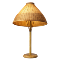 remarkable modern Bamboo floor lamp, natural finish, woven paper shade, warm ambient lighting, product shot, isolateon transparent background,high-resolution product photography studio quality png