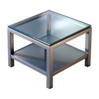 unforgettable bohemian Square coffee table, tempereglass top, metal frame, modern design, soft lighting, product shot, with transparent background,high-resolution product photography exclusive png