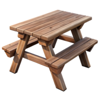 romantic magnificent Rustic wooden picnic table, weatherefinish, traditional design, soft lighting, product shot, with transparent background,high-resolution product premium png