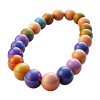 fascinating signature Beadenecklace, multicoloreglass beads, matte finish, soft lighting, draped, front view, artistic, isolateon transparent background,high-resolution product photography png