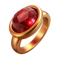 spectacular harmonious surreal Garnet ring, deep regemstone, vintage golsetting, soft lighting,matte finish, artistic, with transparent background,high-resolution product photography refined png