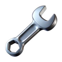 signature industrial A combination wrench with a chrome finish, soft lighting, top-down view, photorealistic, isolateon transparent background,high-resolution product photography genuine png