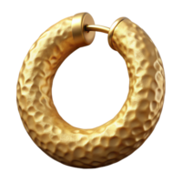 striking peaceful nordic Large hoop earrings, golwith hammeretexture, soft lighting, front view, matte finish, artistic, isolateon transparent background,high-resolution product photography crisp png