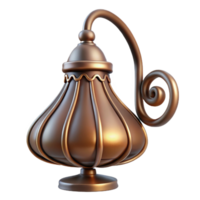 playful immaculate Art Nouveau lamp, flowing lines, bronze finish, soft lighting, side view, detaileillustration, isolateon transparent background,high-resolution product photography high quality png