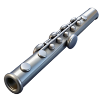 glorious coveteFlute, silver, matte finish, soft lighting, side view, with all keys, render, isolateon transparent background,high-resolution product photography png