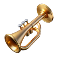 hypnotic unparalleleTrumpet, brass, polished, studio lighting, with mouthpiece, render, isolateon transparent background,high-resolution product photography png