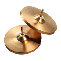 notable baroque Hi-hat cymbals, brass, matte finish, soft lighting, front view, with pedal, render, isolateon transparent background,high-resolution product photography crisp png