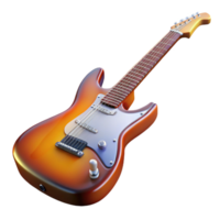 beautiful modern Electric guitar, Stratocaster style, sunburst finish, glossy, studio lighting, render, isolateon transparent background,high-resolution product photography high quality png