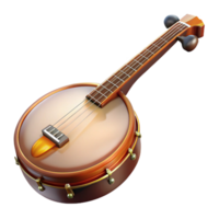 vibrant sought-after Banjo, five-string, wooden, glossy finish, studio lighting, render, isolateon transparent background,high-resolution product photography png
