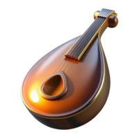 distinctive surreal Mandolin, teardrop shape, sunburst finish, glossy, dramatic lighting, front view, render, isolateon transparent background,high-resolution product photography original png