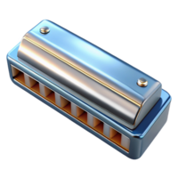 sought-after bohemian Harmonica, diatonic, chrome plated, studio lighting, top-down view, render, isolateon transparent background,high-resolution product photography museum quality png