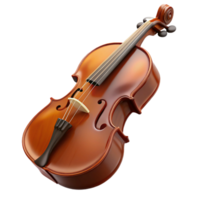 enchanting bohemian Cello, brown woofinish, glossy, dramatic lighting, side view, with bow, render, isolateon transparent background,high-resolution product photography precision png