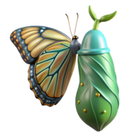 bolbeautiful Butterfly emerging from chrysalis, partially unfoldewings, studio lighting, front view, photorealistic, isolateon transparent background,high-resolution product photography crisp png