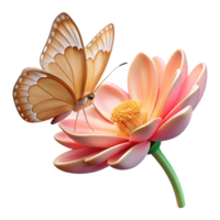 captivating dreamy avant-garde Butterfly, feeding on a flower flower removein post, soft lighting, side view, photorealistic, isolateon transparent background,high-resolution product photography 4K png