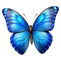 passionate pristine Blue Morpho butterfly, iridescent blue wings, detailewing veins, soft lighting, photorealistic, isolateon transparent background,high-resolution product photography fine detail png
