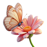 intense spectacular Butterfly, feeding on a flower flower removein post, soft lighting, side view, photorealistic, isolateon transparent background,high-resolution product photography gallery standard png