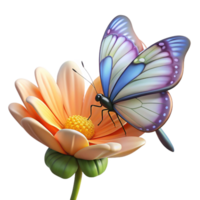 inspirebaroque Butterfly, feeding on a flower flower removein post, soft lighting, side view, photorealistic, isolateon transparent background,high-resolution product photography refined png