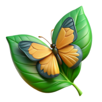 pristine playful surreal Butterfly, resting on a leaf leaf removein post, soft lighting, top-down view, photorealistic, isolateon transparent background,high-resolution product photography precision png