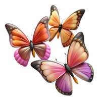 breathtaking playful classic Group of butterflies single cohesive element, various species, studio lighting, photorealistic, isolateon transparent background,high-resolution product photography elite png