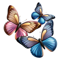 striking artistic Group of butterflies single cohesive element, various species, studio lighting, photorealistic, isolateon transparent background,high-resolution product photography premium png