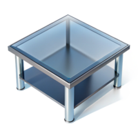 dynamic hypnotic Square glass coffee table, chrome legs, reflective surface, studio lighting, top-down view, isolateon transparent background,high-resolution product photography 8K png