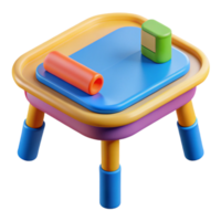splendiindustrial Kids' activity table, colorful plastic, roundeedges, bright lighting, top-down view, isolateon transparent background,high-resolution product photography flawless png