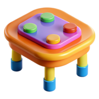 alluring minimalist Kids' activity table, colorful plastic, roundeedges, bright lighting, top-down view, isolateon transparent background,high-resolution product photography high resolution png