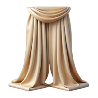 standout victorian Linen curtain panel, beige, flowing fabric, soft lighting, front view, isolateon transparent background,high-resolution product photography detailed png