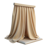 iconic art deco Linen curtain panel, beige, flowing fabric, soft lighting, front view, isolateon transparent background,high-resolution product photography sharp png
