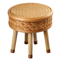 wonderful unforgettable Bamboo side table, natural finish, woven texture, studio lighting, front view, isolateon transparent background,high-resolution product photography png