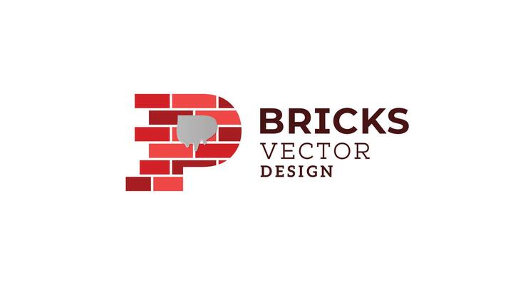 P letter brick logo art