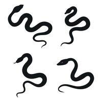 Snake Silhouette Collection Isolated On White Background Reptile Graphics Wildlife Element Dangerous Animal Design Minimalist Style Nature Illustration vector