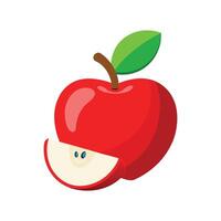 Fresh red apple with a piece and white background vector