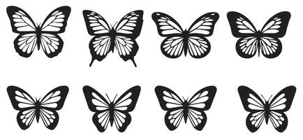 butterfly silhouette set illustration vector