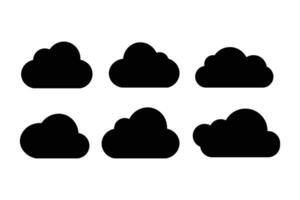 Fluffy clouds silhouettes set of clouds shapes. Collection of various forms and contours. Design elements for the weather forecast, web interface or cloud storage applications.Weather concept vector