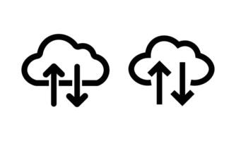 Cloud upload and download icon with gradient color. Cloud icon symbol with up and down arrows vector