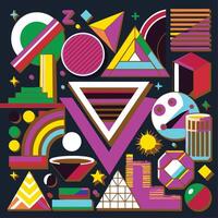 Colorful Abstract Seamless Pattern with Decorative Shapes vector