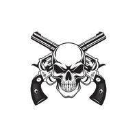 a skull with two guns on it vector