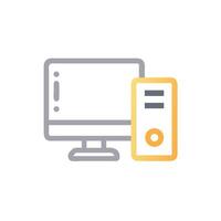 computer and monitor icon on white background vector