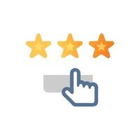 A hand pointing to five stars on a white background vector