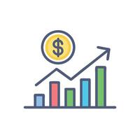 A graph chart with a dollar sign and a bar chart vector