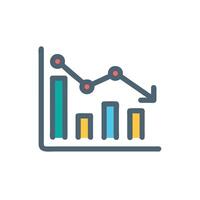 An icon of a graph chart with a bar chart vector