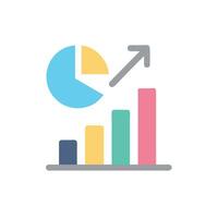 A flat icon of a bar chart with an arrow pointing up vector