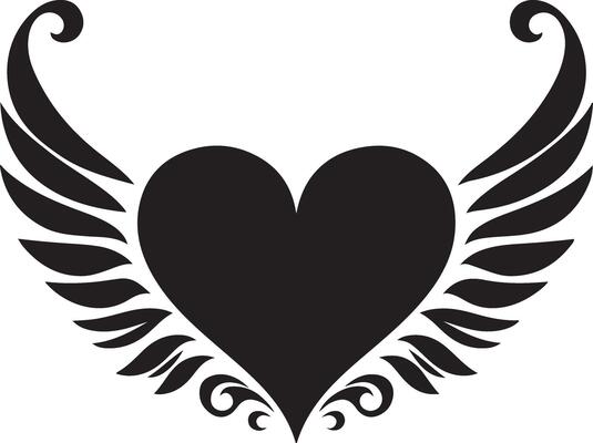 Flying Bird Wings Forming Love Shape Silhouette