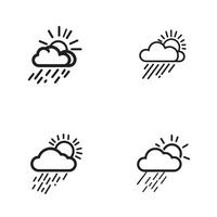 Line weather symbols of sun rain and clouds suitable for forecast apps climate interfaces and weather themed graphics and illustrations vector
